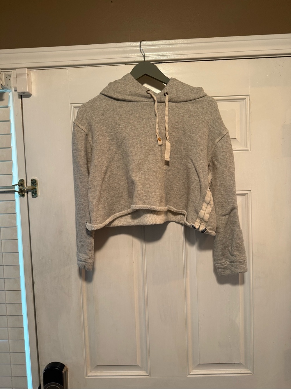 Copper Key Cropped Heather Gray Hoodie with Side Braid
